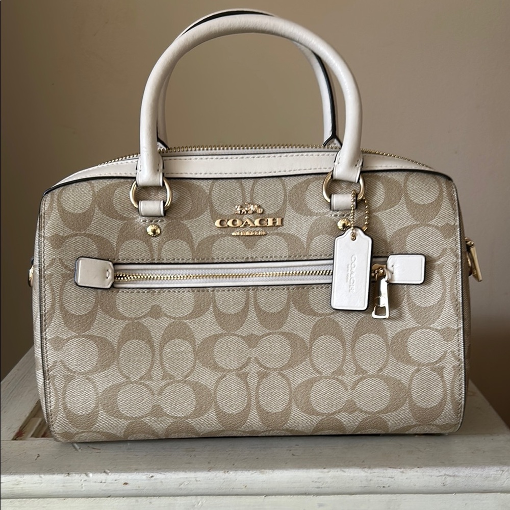 Coach Cream Satchel with Gold Accents